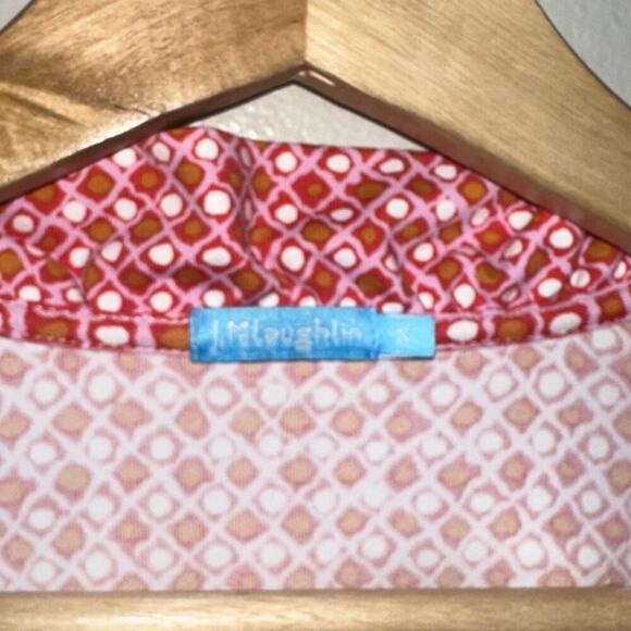 J. McLaughlin Durham Ruffle Collar Catalina Cloth Pink Red Geometric Top Small - Picture 2 of 6